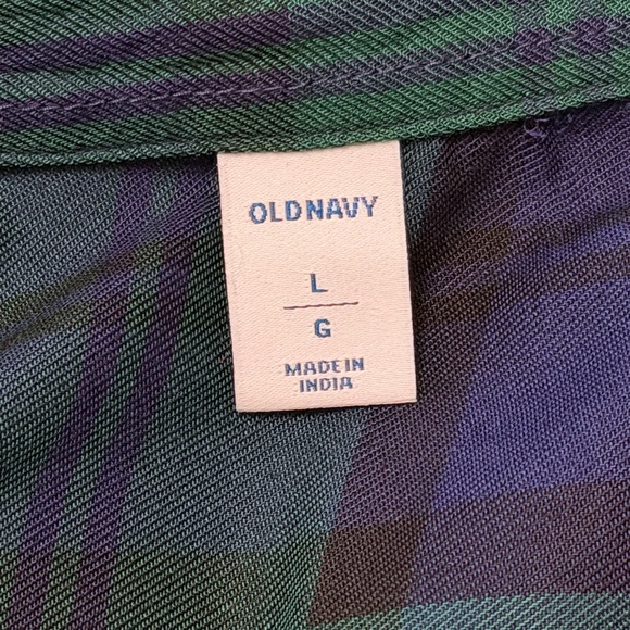 Old Navy Green Navy Plaid Button Front Shirt Dress Size L - Picture 3 of 6